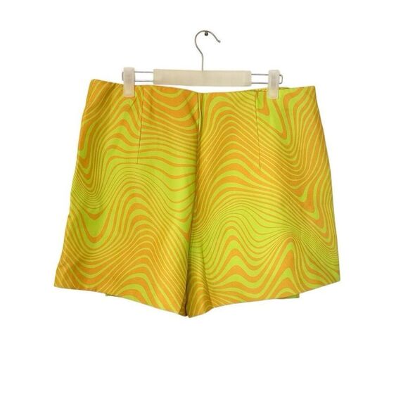Primark Neon Swirl Print Built-In Shorts Mini Skort Yellow Orange Size 14 - Picture 2 of 5